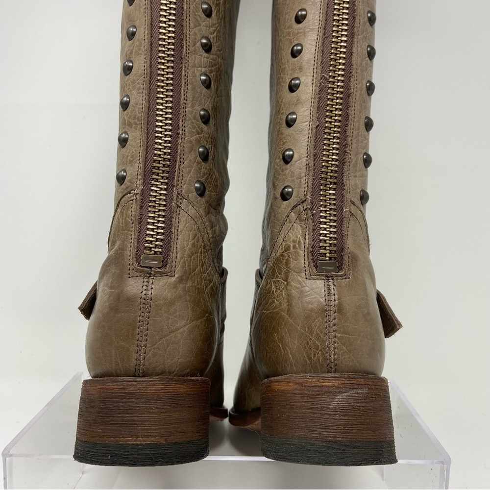 New JOHNNY RINGO Mexico Tall Boots Smoky Brown Genuine Leather Back Zipper - Picture 3 of 14